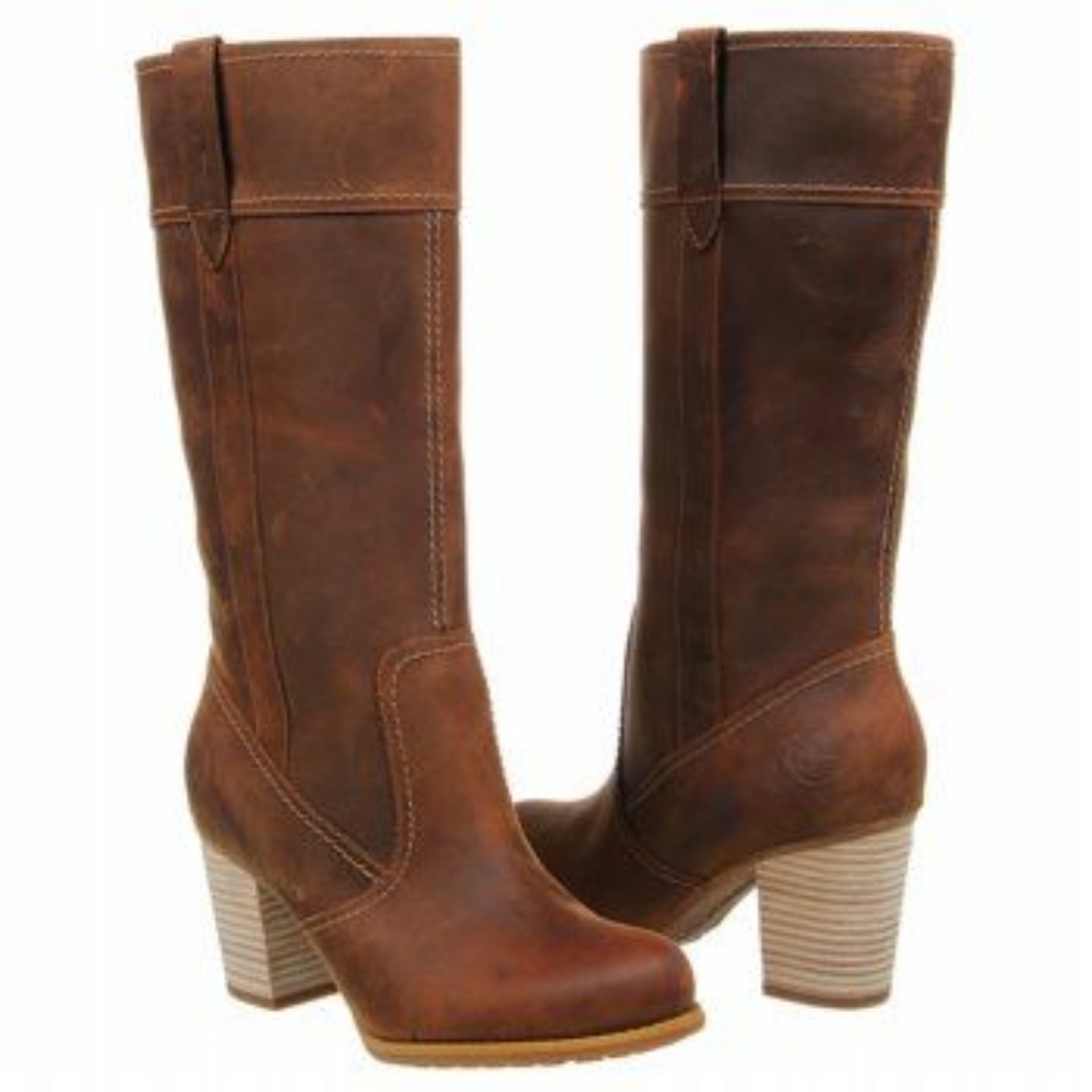 Timberland Womens Rudston Pull-On leather heeled boots